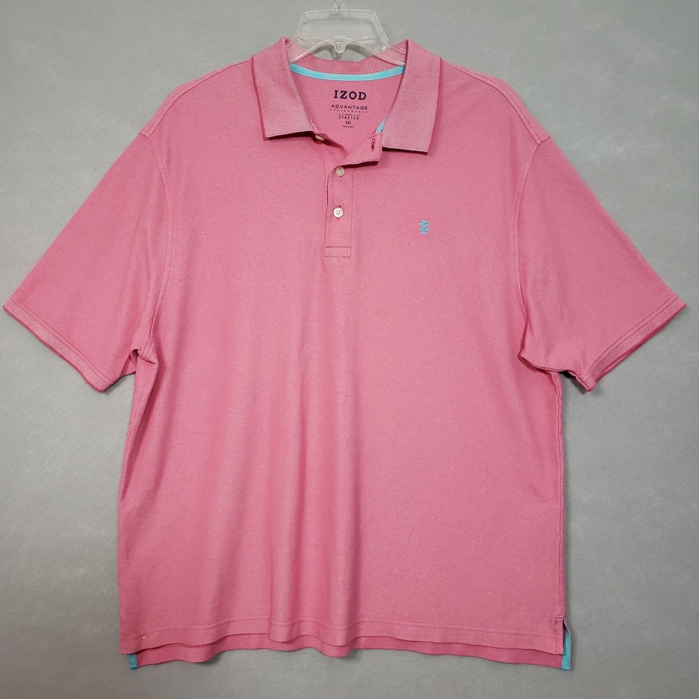 IZOD Mens 2XL Polo Shirt Pink Advantage Performance Stretch Short Sleeve Golf